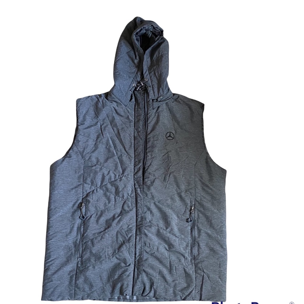 Mercedes-Benz USA Collection Mens Medium Gray Full Zip Vest With Removable Hood